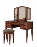 Home Decorating Ideas For Different Furniture Styles.   Bobkona St. Croix Collection Vanity Set with Stool, Walnut